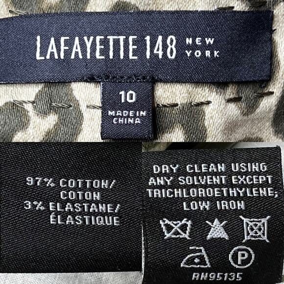 Lafayette 148 Animal Print Zip Front Sleeveless Sheath Dress Green size 10 - Picture 12 of 13